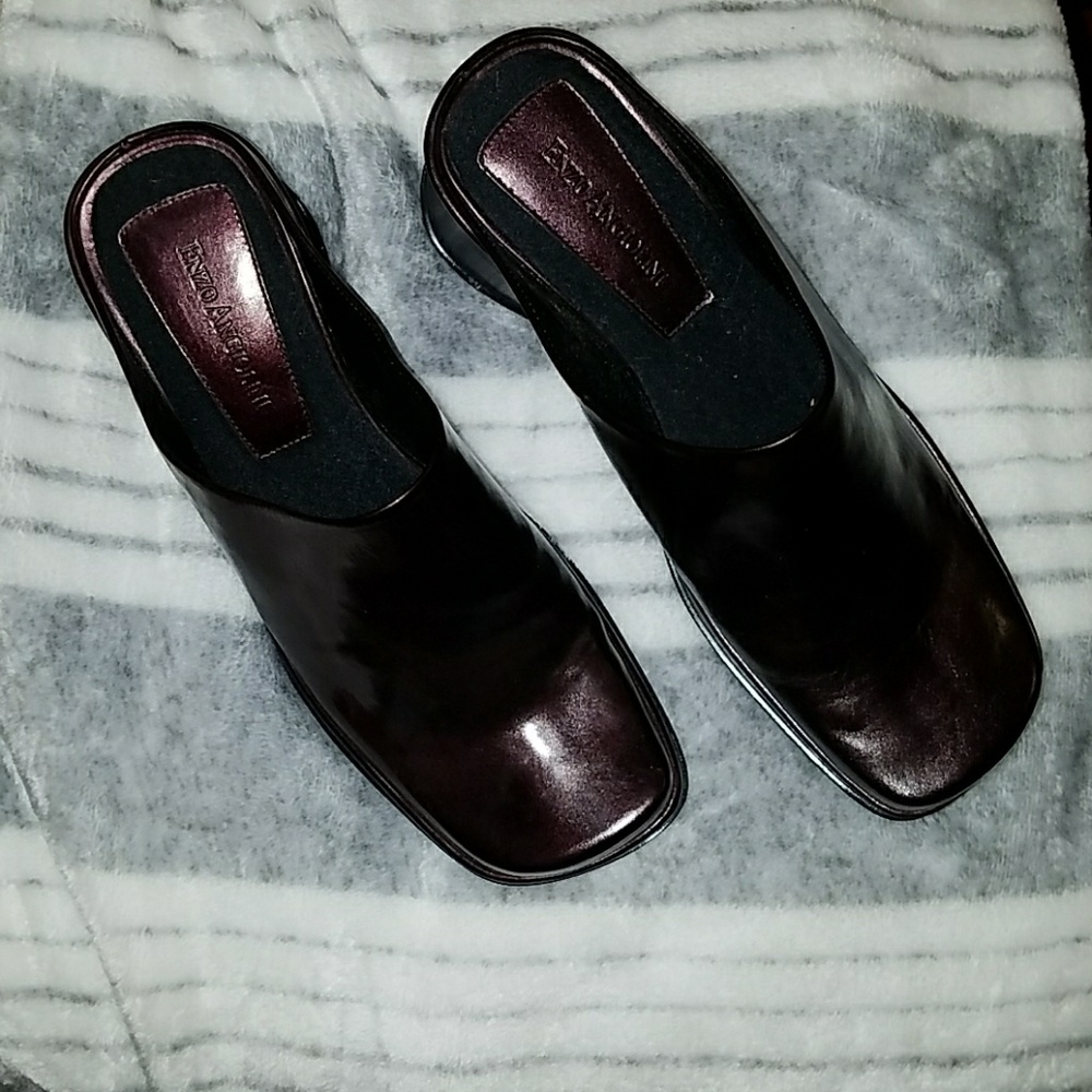 Brand New Wine Color Leather Clogs